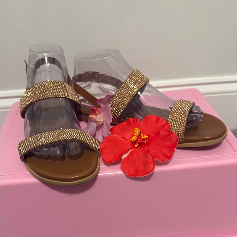 A. Giannetti Gold and Brown Elegant Sandals size 8 🌺🌸
